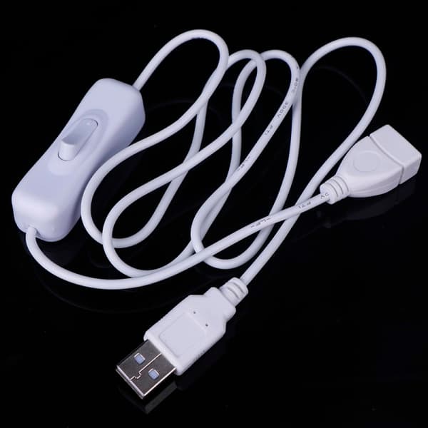 USB-kabel med strömbrytare, 1m, vit, 1-pack