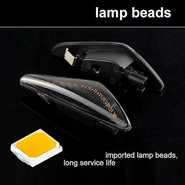 2 stk LED Dynamiske Sidemarkeringsblinklys Sidelampe for X3 F25 X5 E70 X6 E71 E72 2007-2014