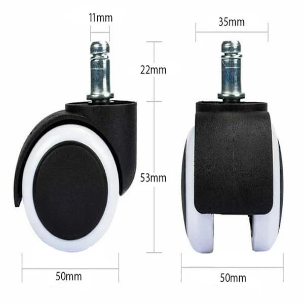 5-pak hjul til kontorstol - 11 mm sort sort sort Black Svart