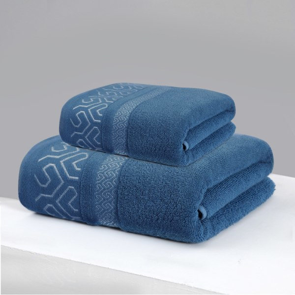 IC Bomulls Handduk Set Badhandduk Badrum Absorberande Handduk Blå