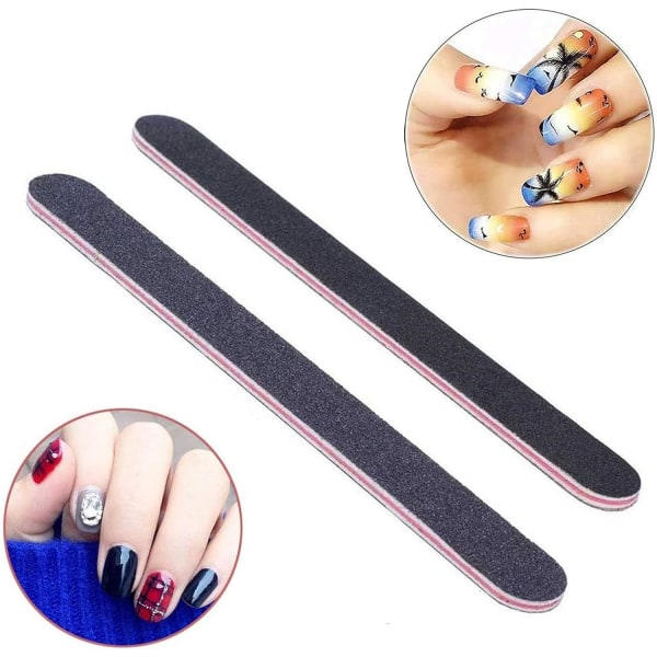 IC Packa professionella nagelfilar, 100/180 dubbelsidig nagelfil, naturlig akrylgel nagelkonst för manikyr, för kosmetisk manikyr, frisörsalong, hem