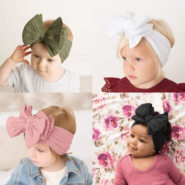 Håndlagde babybånd med sløyfe Elastisk nylon for baby