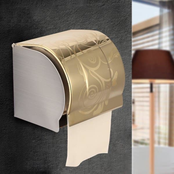 IC Toiletpapirholder i rustfrit stål, fuldt dækket med blank finish