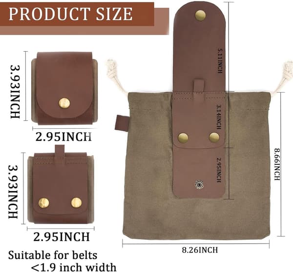 Sankepose, vandafvisende lærred med mikrofiberlæder, sammenklappelig svampepose til camping, vandreture og bushcraft