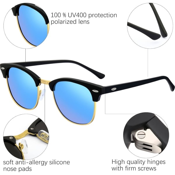 IC Polarisert solglass for menn og kvinner UV-beskyttelse Klassisk solglass TR90 Ram UV400 beskyttelsessolglasögon