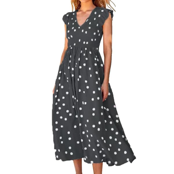 IC Dam V-hals blomstertrykk spaghetti stropp lang Maxi sommer XXXL