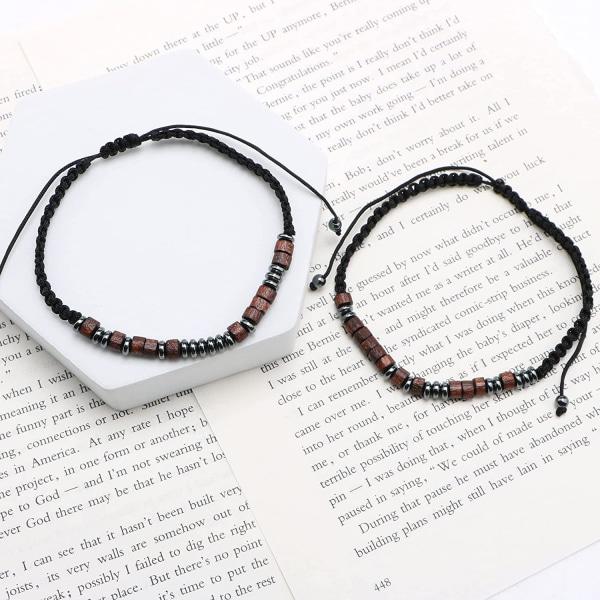 IC Natursten Träpärlor Morse Code Armband, Roliga Armband För Vänner Mamma Dotter Syster