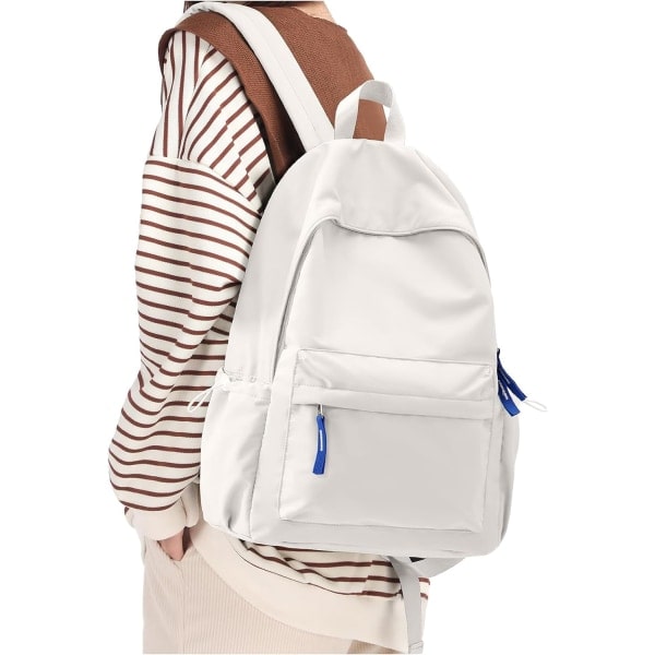 IC Ryggsäck Vattentät College Lättvikts Söta Ryggsäckar Casual Daypack för Kvinnor Män Passar 15,6 tums Bärbar Dator Vit