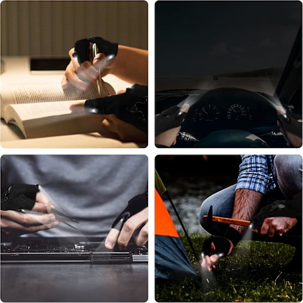 LED-ficklampshandskar, Laddningsbara Handsfree Ljus-handskar, Presenter till Män, Coola Prylar Utomhusverktyg, 1 Par