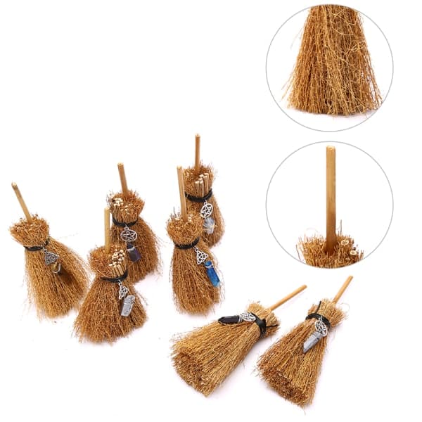 IC 1PC Mini heksekost halskæde vedhæng Charm Crystal Broom Wit B