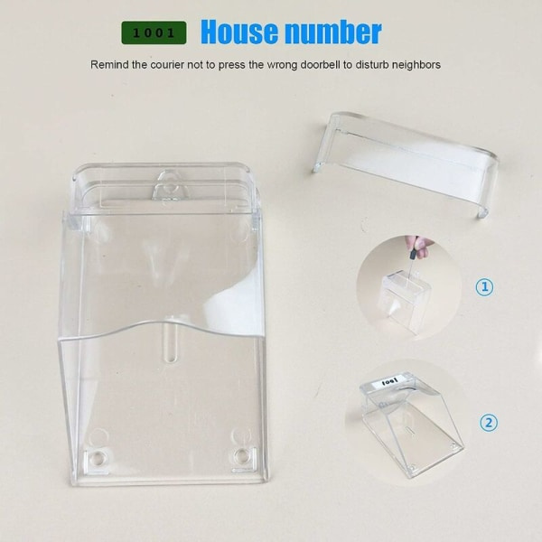 Dørklokke Cover til Udendørs, Transparent, Vandafvisende, Trådløs, Væghængt - 11 x 6 x 5 cm
