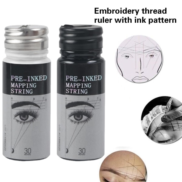Pre-Inked Mapping String Eyebrow Marker Brodery Linjal med in black 16 g