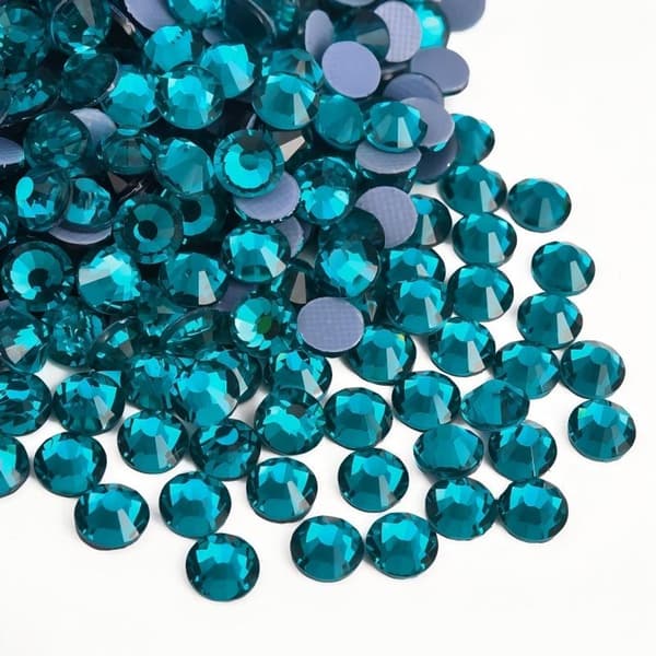 Hot-Fix Glas Rhinestones, Fladryggede Krystalsten, 1.440 Stykker, SS16 3,8 Til 4mm, Blågrøn, Til DIY Tøj Og Tilbehør