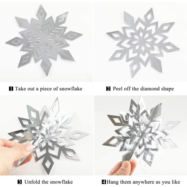 IC 30 stk Snøflak Juletrepynt, Glitter Jul Gull