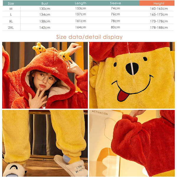 Dam-, herr-onesies, pyjamas, koftor, djur, jumpsuits, hoodies, 3D-hoodies, Halloween-kostymer, jul, cosplay och fest Mr. Winnie2 XXL