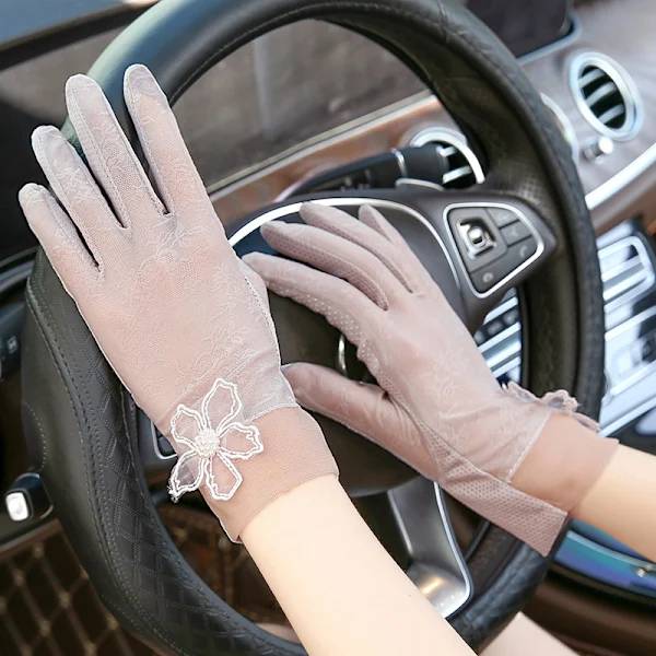 Sommerhandsker til kvinder, solbeskyttelse til kørsel, UV-beskyttelse, tynde handsker til elcykel lysegrå light gray