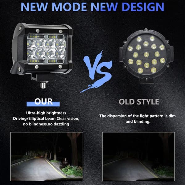 LED Lys Bar, 4 Tommer 60W 6000K LED Lysmoduler Arbeidslys for Lastebil Spotlights Båt Pickup ATV UTV RV