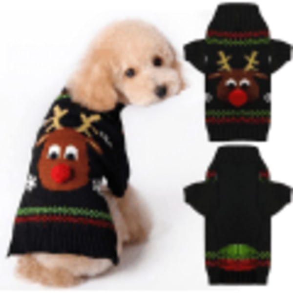 IC Pet Holiday Ren Ugly Christmas Dog Sweater,Red Black Pe
