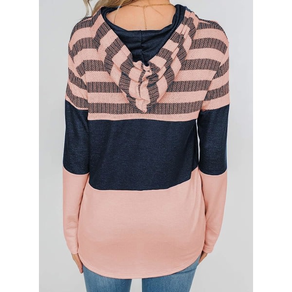 IC Actloe Dam Långärmad Randig Color Block Casual Huvtröjor