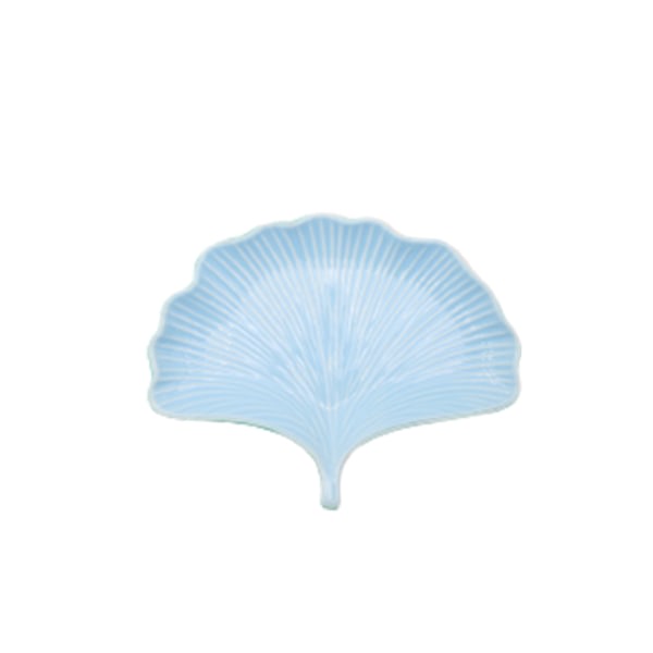 IC Keramisk dekorationsstallrik heminredning hemrestaurang gyllene ginkgo blad fruktfat, blå, 28*21,5*4cm,