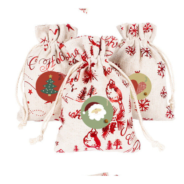60 stk. gullbelagte bomulls- og linne-juleposer med kreative design