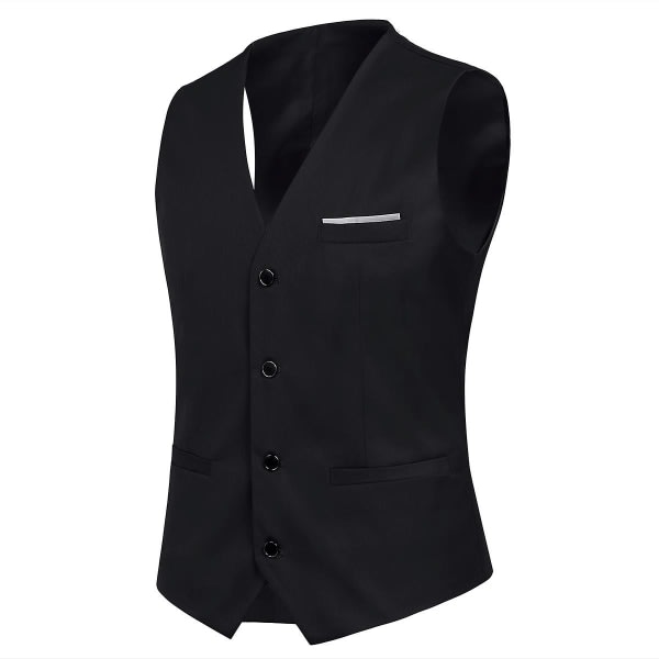 IC 3-delad kostym för män Business Casual kostym byxor väst (svart-M storlek)