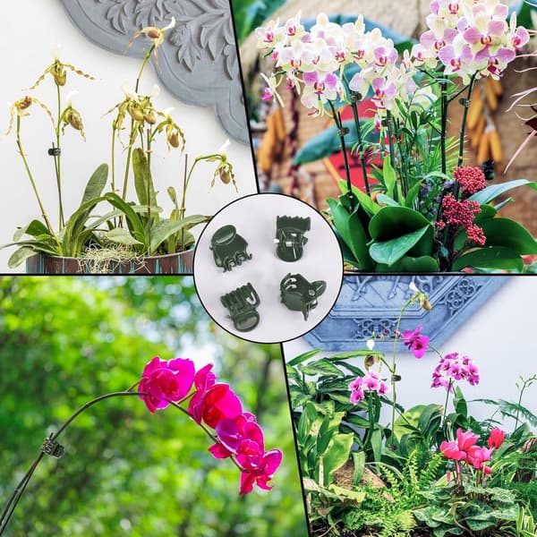 100-pack växtklämmor - Blomhållare - Trädgårdsstöd - Trädgårdsredskap - Lämpliga för att stödja stjälkar och klätterväxter