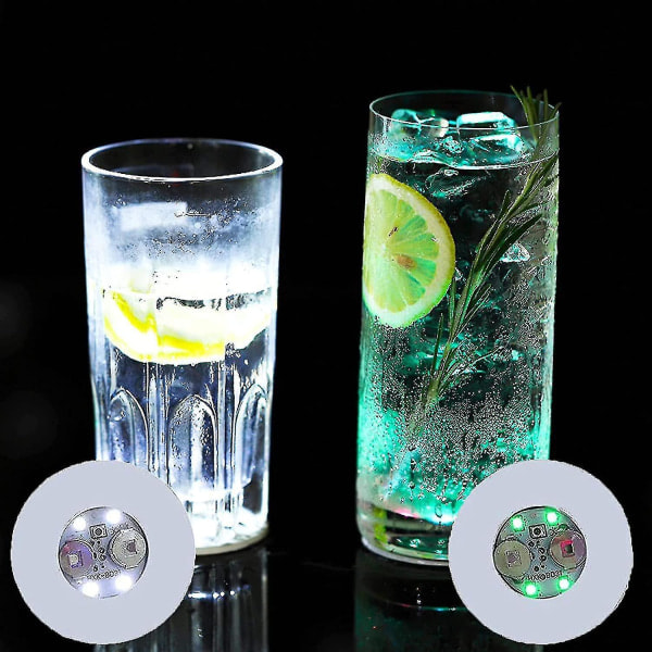 LED-underlag, 20 stk fargerike LED-klistremerker, opplyste barglassunderlag, tunnel-/flaskelys for øl, vin, glass, drikkevarer, hjem, blinkende lys