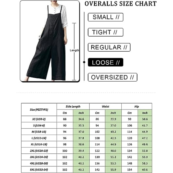 IC Dam Casual Løse Lange Haklappsbukser Jumpsuits Med Vide Ben Baggy Bomullsbukser Overall Med Lommer PZZ