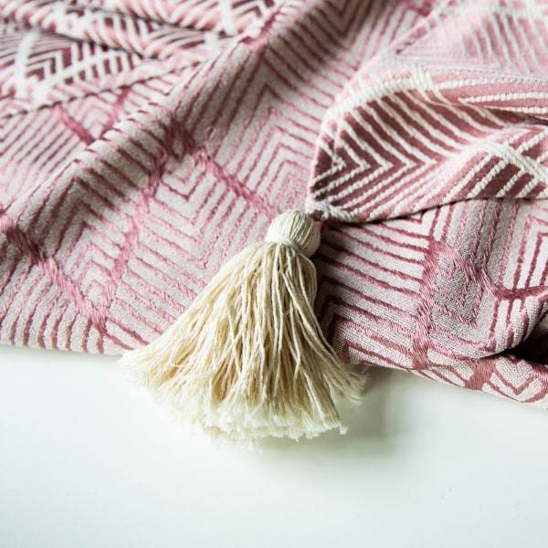 IC Rektangulær luksuriøs lett bomullslin duk med frynser borddekke kaffeserviet dekorasjonsstripe (rosa, 60x60cm) rosa 60*60