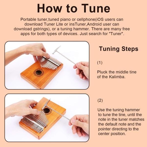 IC Tumpiano 17 Tangenter Tumpiano, Tumpianoinstrument Bærbar Finger Piano Til Børn Voksne Begyndere, Perfekt Fødselsdagsgave