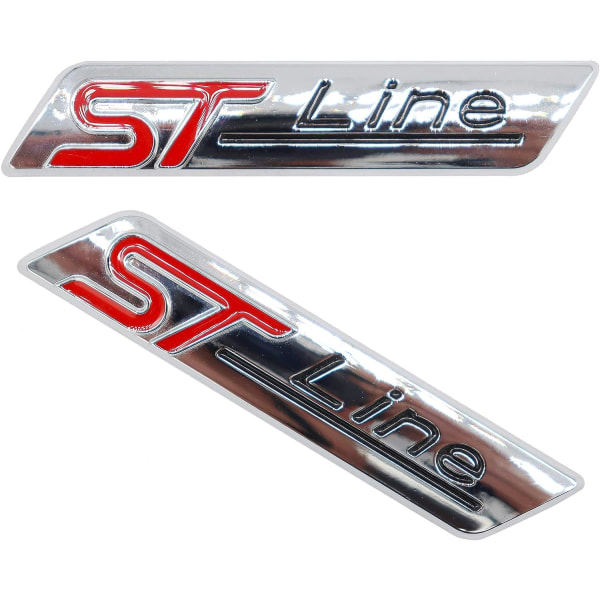 IC 2 kpl Metal St line tarrat - Auton etuosan merkki - Kromi tarra, useimmille automalleille