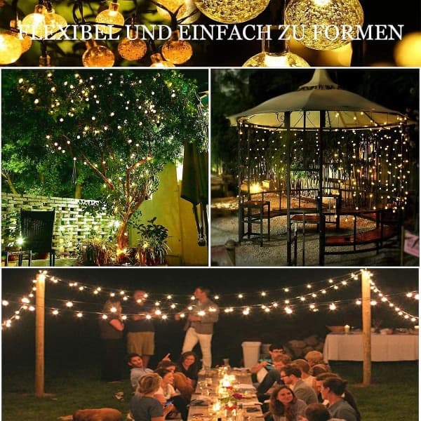 IC Solar Garden Lights Ulkovalaistus 7m/23ft 50 Led Solar Powered String Lights