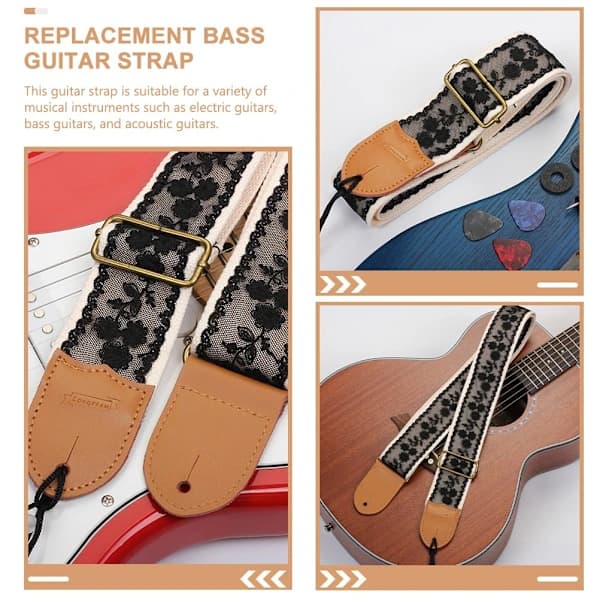 1 Set Bass Guitar Strap Lace Guitar Strap Replacement Strap for Electric Guitar