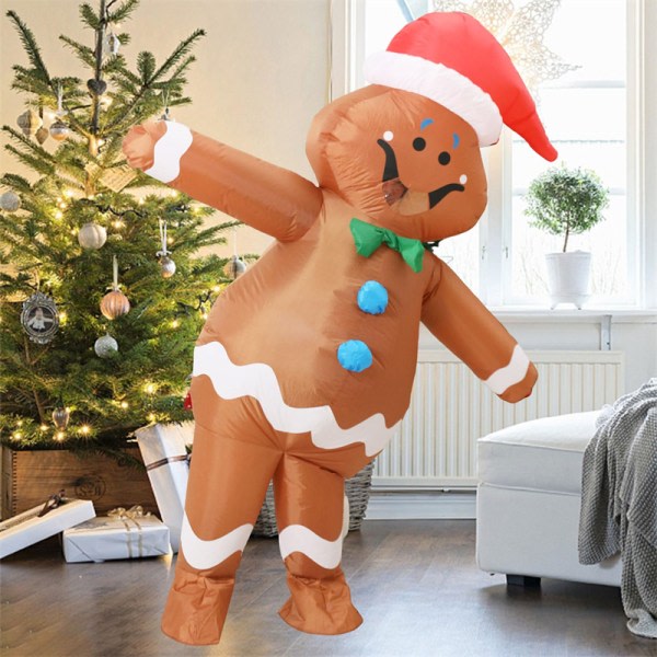 Oppustelig Gingerbread Man Kostume til Voksne, Julekostume