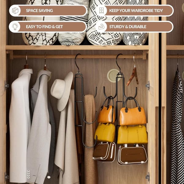 2 - pak - Garderobe håndtaskekrog arrangør - garderobe arrangør - taskestativ - Pladsbesparende - tasker - bælter - slips
