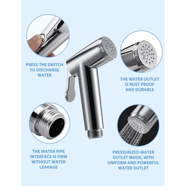 IC 2 stk Ultralette Neti Potty Toiletsprayer Rustfrit Håndholdt Neti Potty Sprayer Tekstil Badeværelsesbløjsprayer til Køkken og Toilet