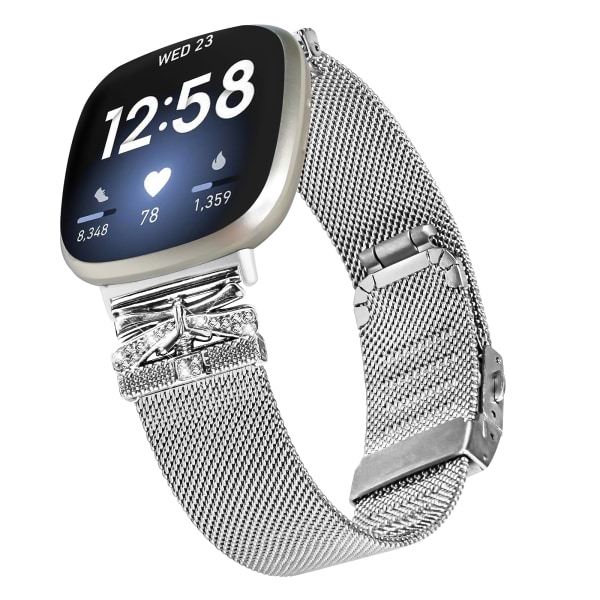 Rostfritt stålarmband för Fitbit Versa3/4/Sense 2 Silver Sølv