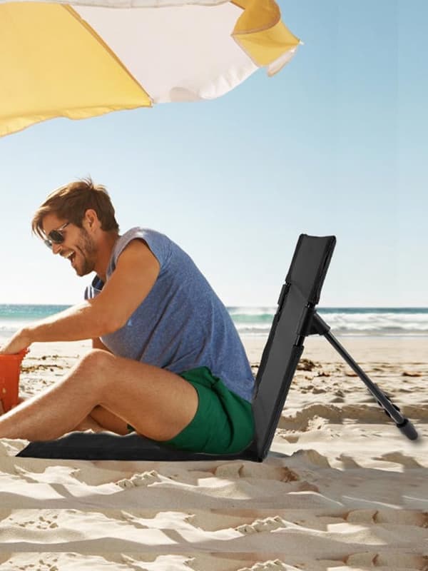 Sammenklappelig campingstol, bærbar strandstol med opbevaringstaske, til fiskeri og picnics, sort, 1 stk.