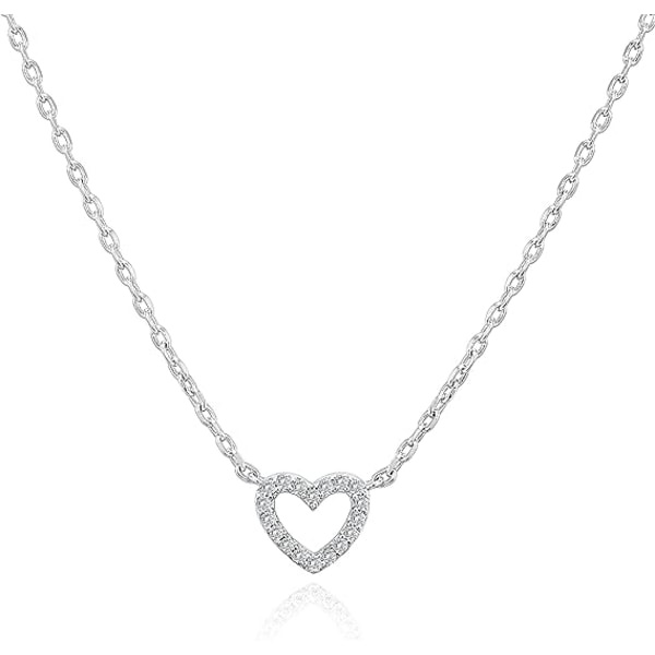 IC 14K guldpläterat Cubic Zirconia hjärta halsband | Sött och elegant kärlekshänge halsband för kvinnor