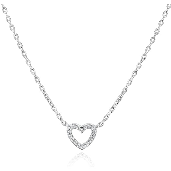 IC 14K gullplater Cubic Zirconia hjerte halsbånd | Söta läckra kärlekshängande halsband för kvinnor