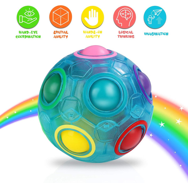 IC Magic Boll, regnbågsbollleksaker 3D-pussel Magic boll för barn, blå