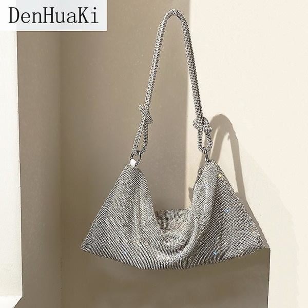 IC Luksusmuotoilijan lompakot ja käsilaukut Naisten Ilta Strass Clutch Käsilaukku Naiset Hopea Kristalli Olkalaukku