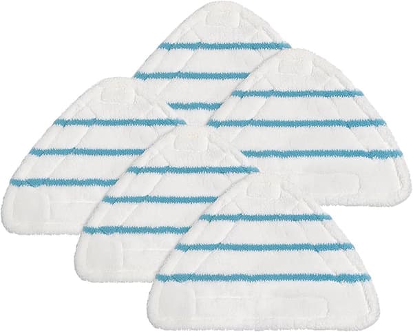 Udskiftningspuder til dampmoppe, 5-pak mikrofiber vaskbare genanvendelige trekantede gulvrensepuder til de fleste trekantede dampmopper, hvid