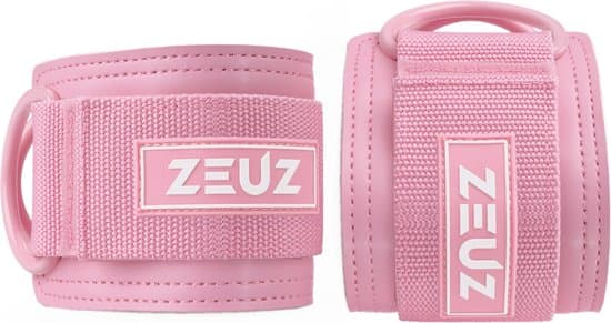 Ankelremmar för kabelmaskin, 2-pack justerbara ankelmanschetter för kickbacks, sätes- och benträning, slitstark polyesterbomull, rosa