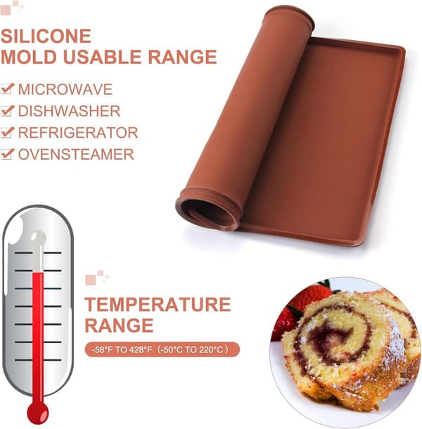 cm - Swiss Roll Mat - Flexible - Silicone Sheet - Baking Sheet - with - Non-stick - Coating - Baking Utensils - Kitchen Utensils - Suitable - Swiss Rolls