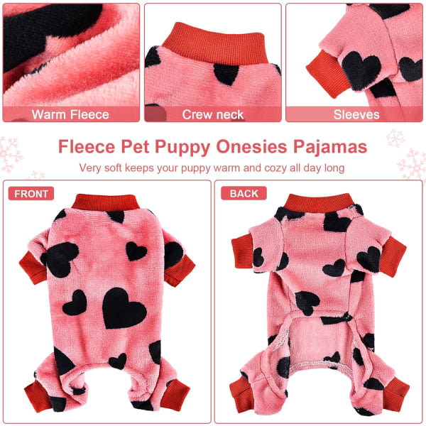 IC Chihuahua Pyjamas til små hunde Fleece hvalp Pjs Onesie Vinter Varme små hundeklæder Hundetrøje Jumpsuits Søde kæledyrs tøj Outfits -L