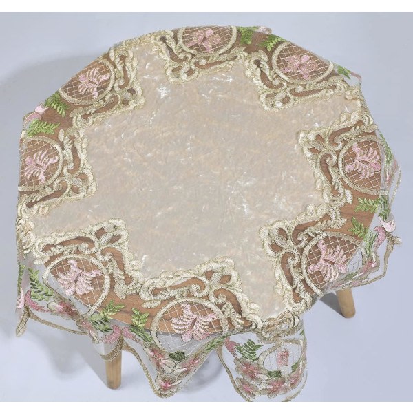 IC Lyxig fyrkantig lille cover Elegant blommig broderad spetsbordsduk for festkök Matsal Picknickdekoration (Typ O, 22"x22")