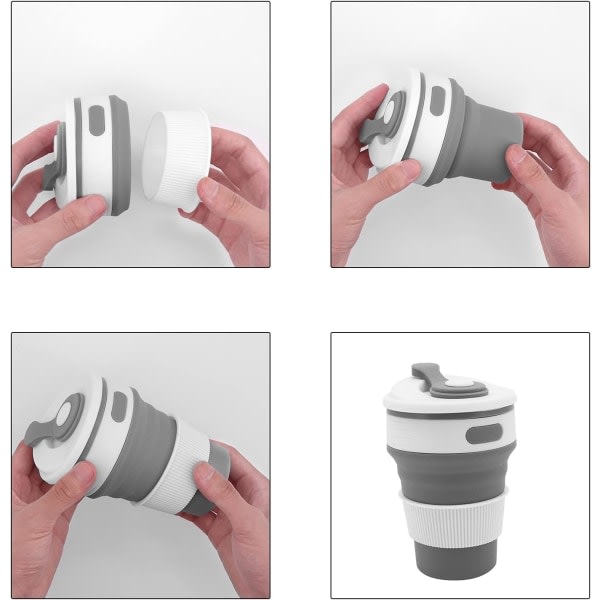 IC Foldbar reisekopp i silikon (lilla + blå), 2 stk Foldbar sammenleggbar kaffekopp Bærbar silikonkopp for reiser