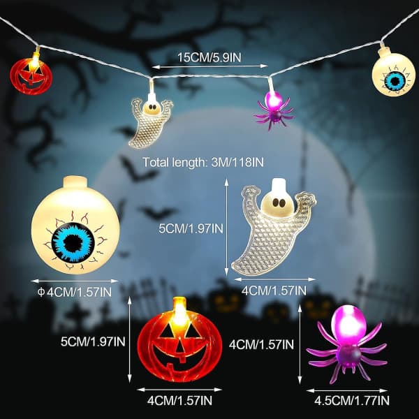 IC Dekorative Græskar Spøgelse Spindel Lys - Halloween Fe-lys